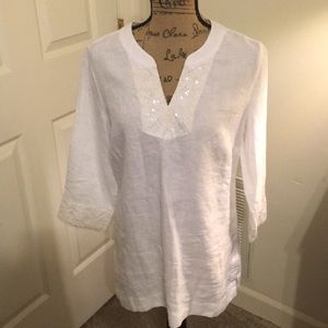 Tommy Bahamas White Linen Tunic Small